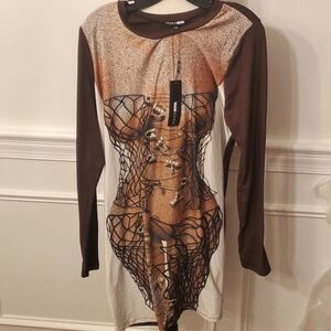 Plus size long sleeve bodycon mini dress